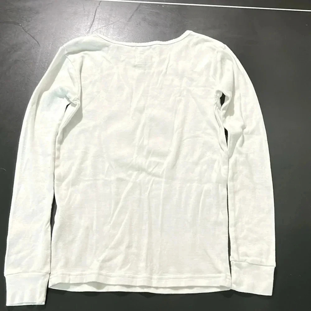 Carters girls size 12 pajama set, long sleeve top & pants white/gray comfy EUC - Picture 3 of 9